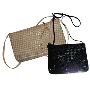 Whiting & Davis Vintage Mesh Evening Bags Set Of 2 Black & White Elegant Clutche